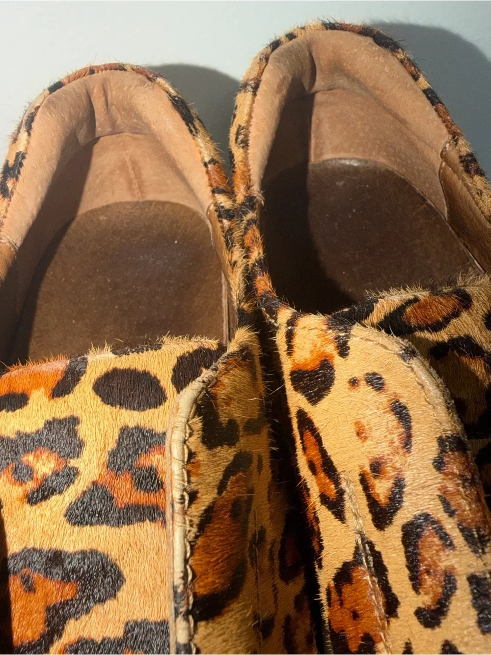 J/Slides NYC Leopard Calf Hair Platform Slip On Sneakers 6.5M